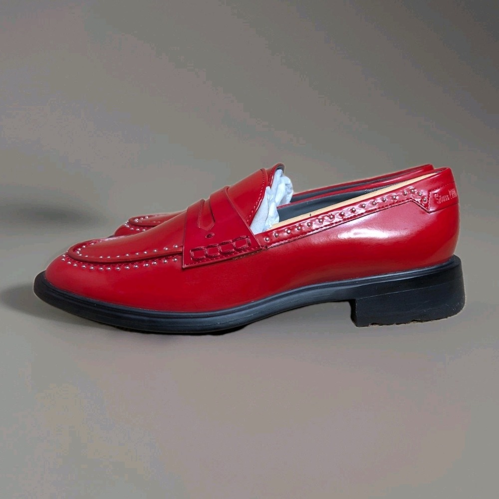 Franco Sarto Eden Patent Studded Loafers Slip On Shoes Crimson Red Women's 6.5